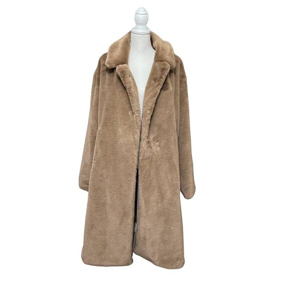 ALO YOGA Oversized Sherpa Trench in Camel sz Medium Teddy Coat Kendall Jenner - Picture 2 of 14